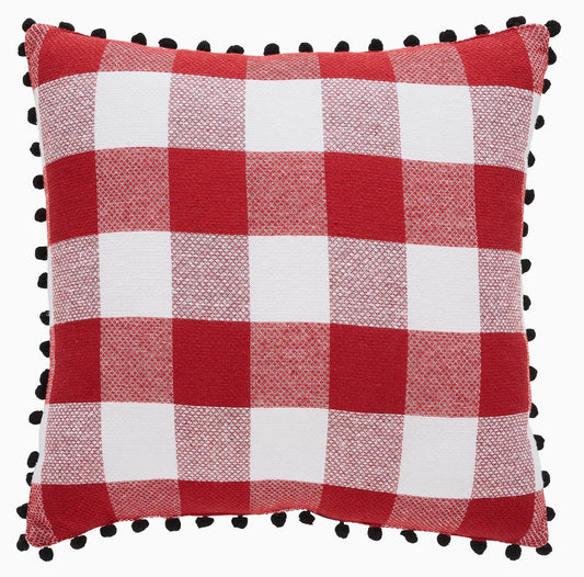 Vintage Santa Pillow With Gingham Check Back