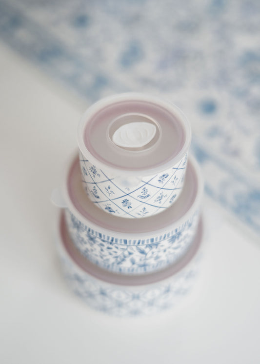 Blue and White Blooms Server Set