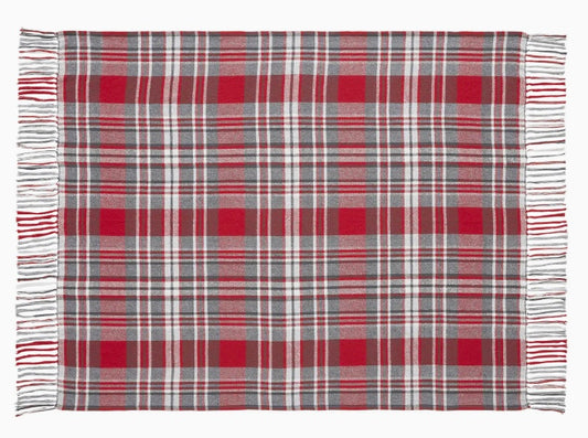 Gray and Red Plaid Throw