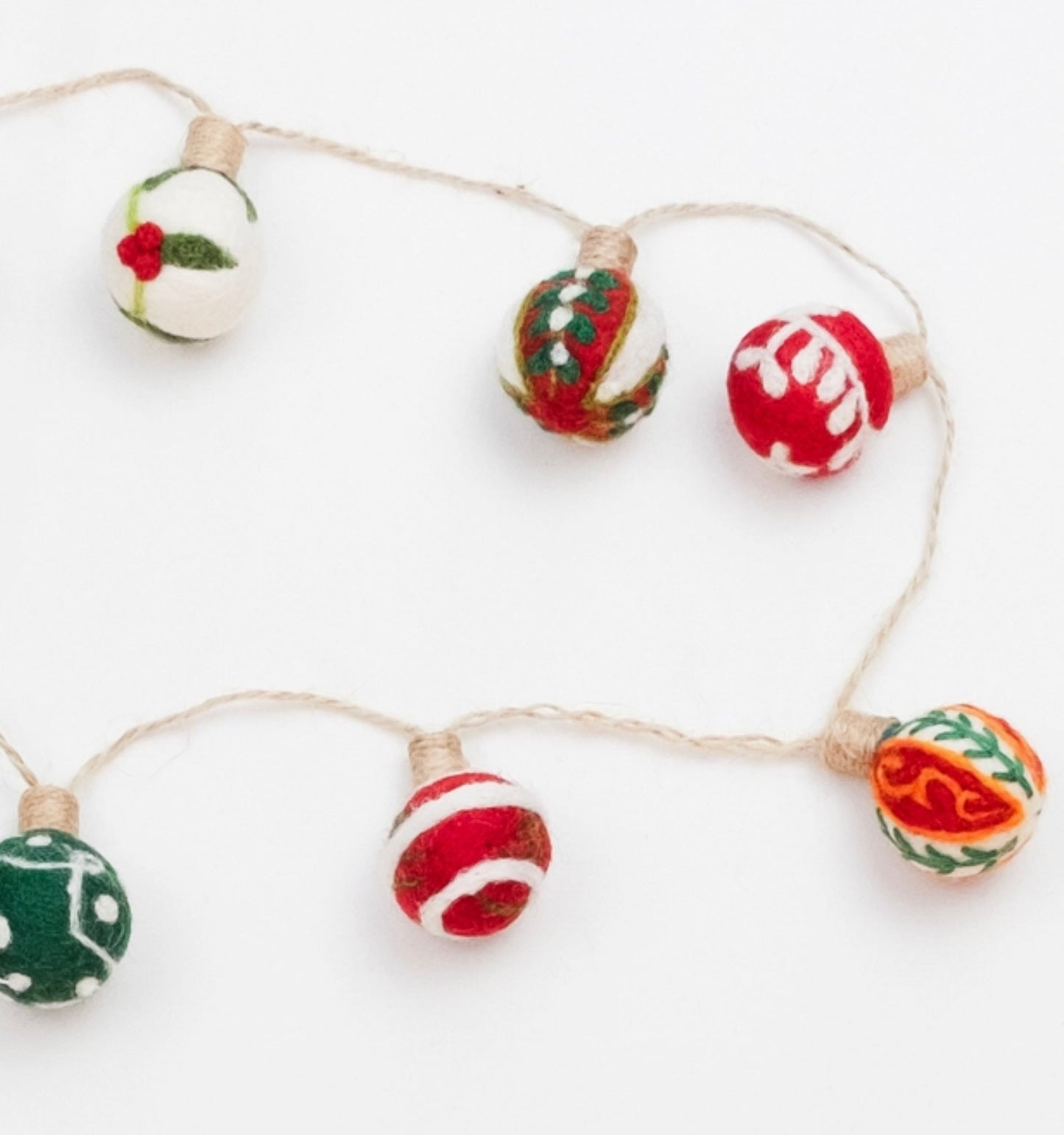 Embroidered Felt Christmas Ornament Garland