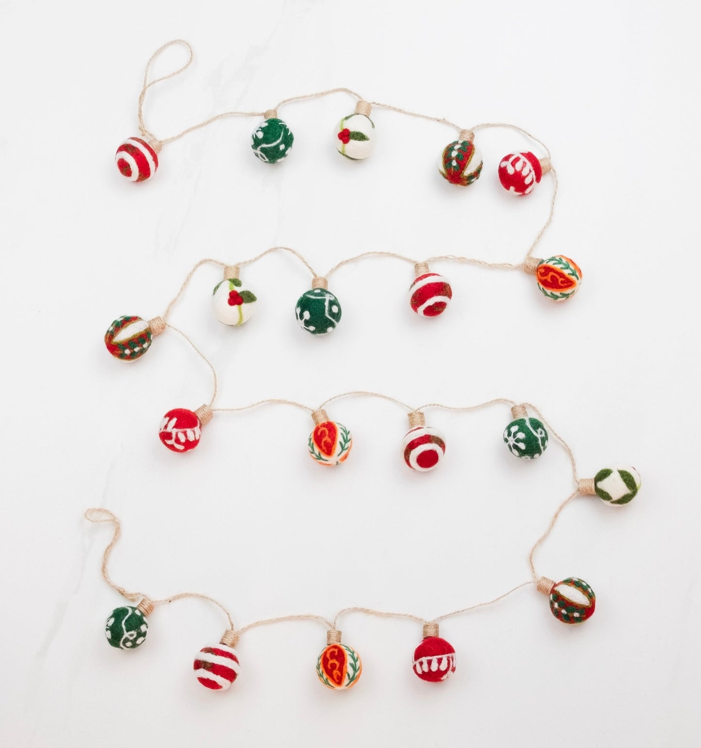 Embroidered Felt Christmas Ornament Garland