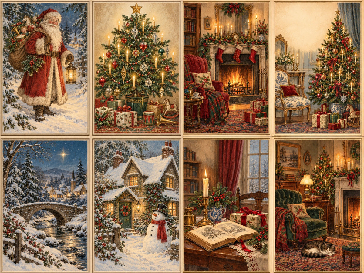 Vintage Christmas Printables For Framed Ornaments