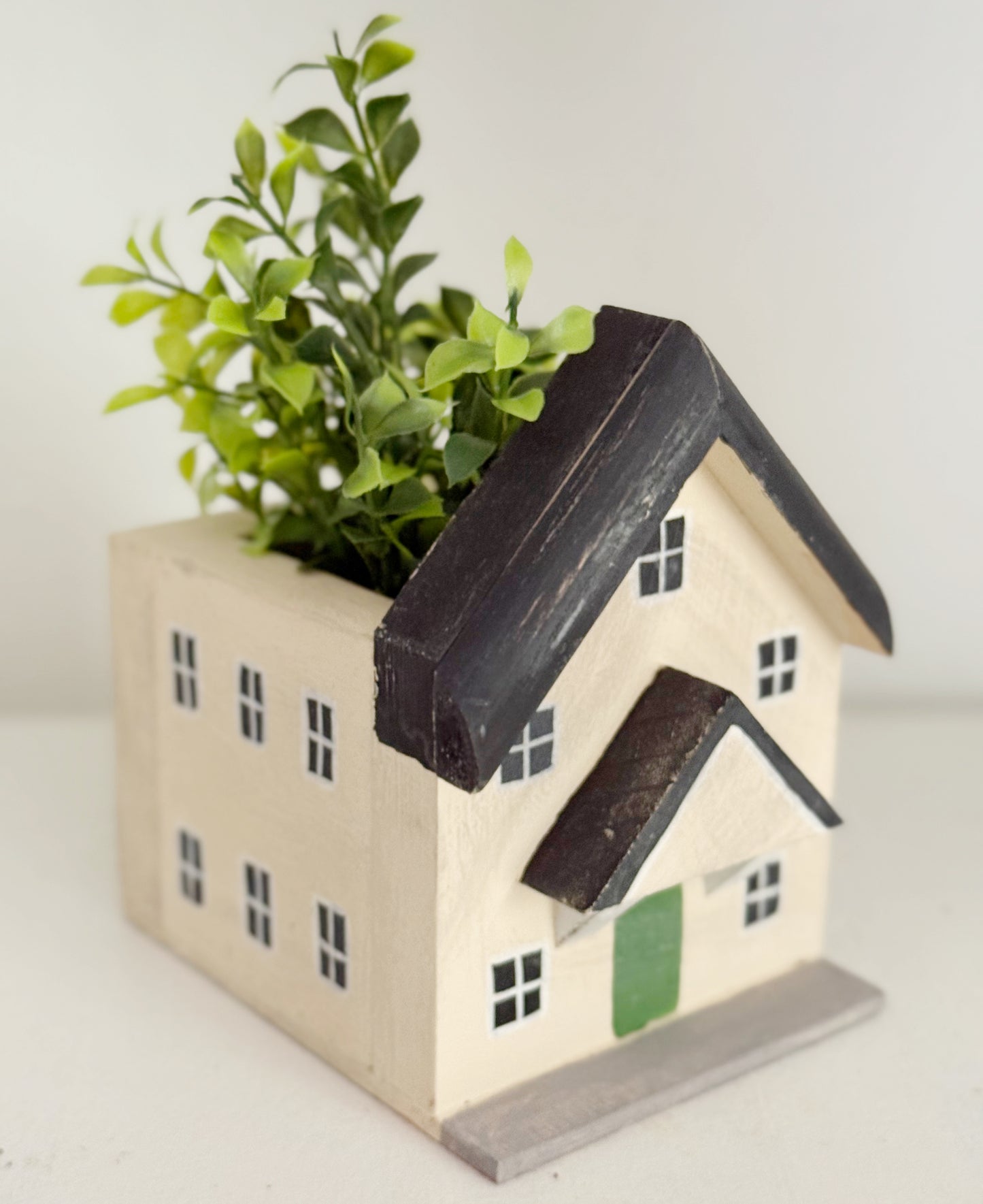 Green Door Wood Mini Planter