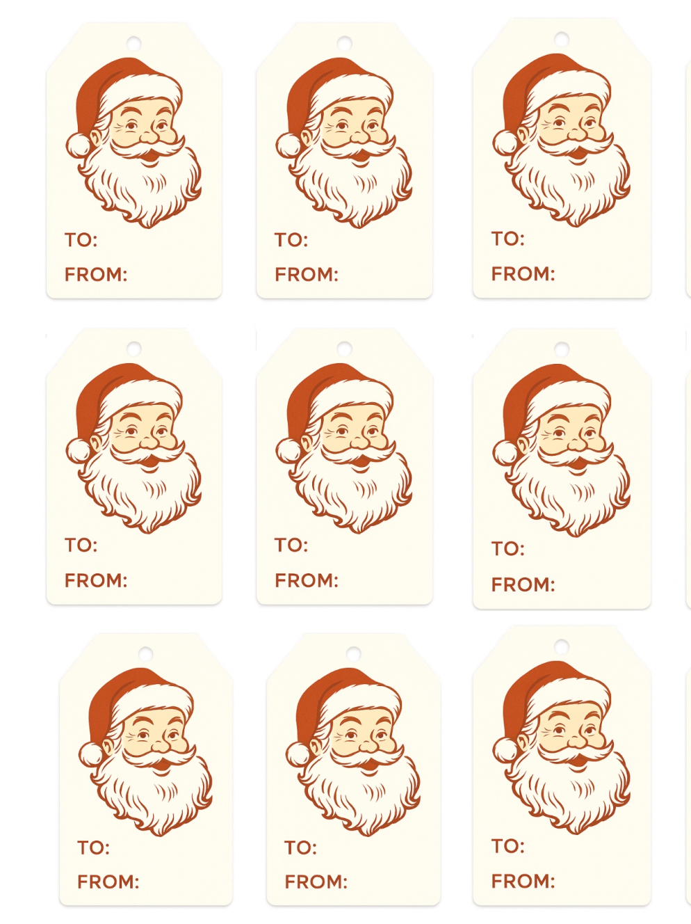Santa Christmas Gift Tags