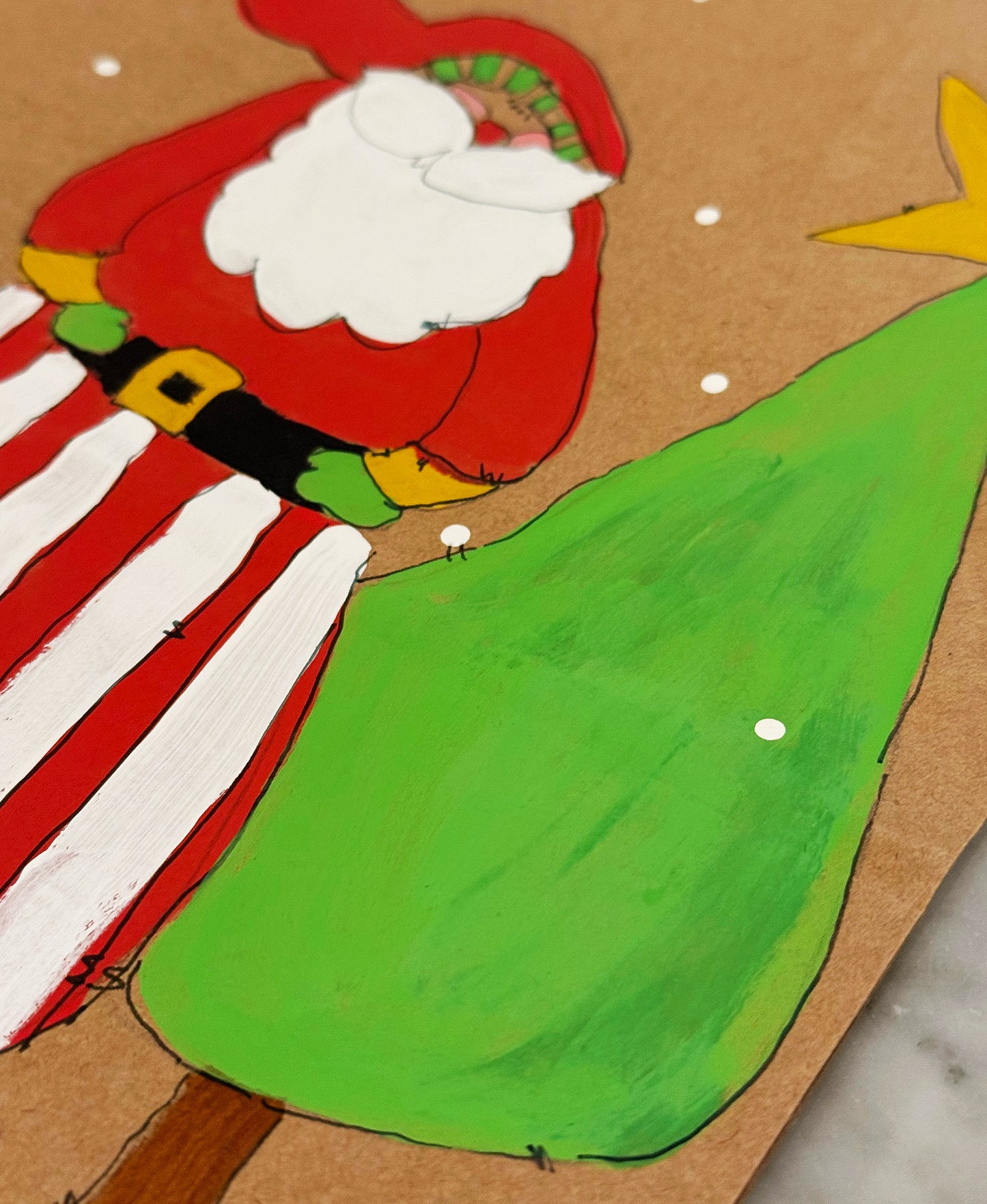 Hand-Painted Santa Gift Bag