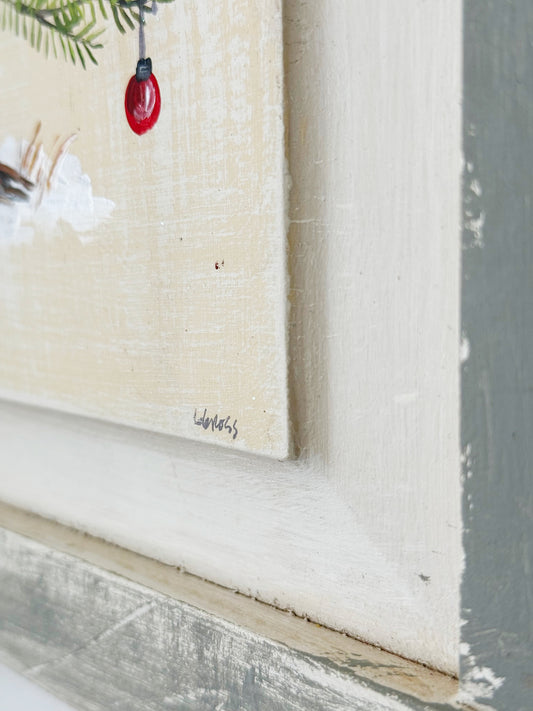 Framed Vintage Hand-painted Noel Christmas Tree