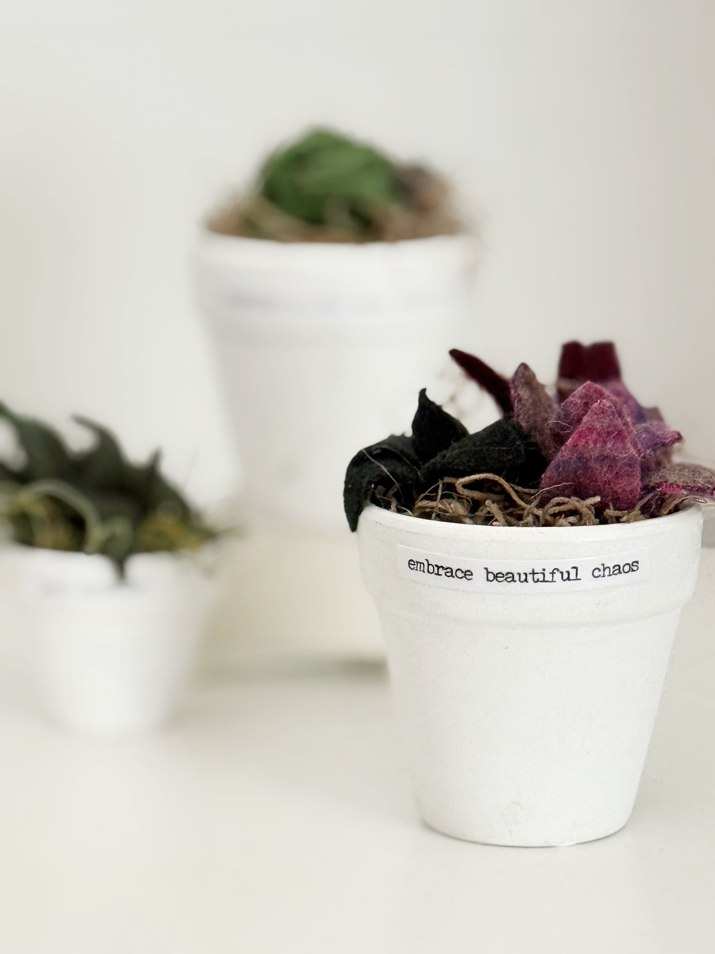 Felted Plant Pot With Felted Flowers