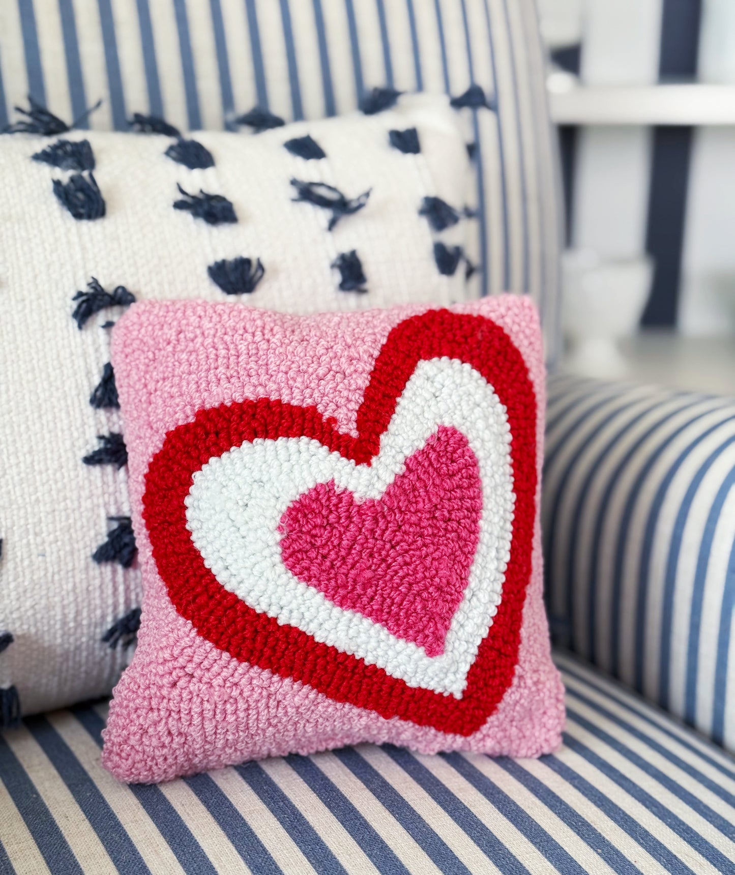 Hooked Double Heart Pillow