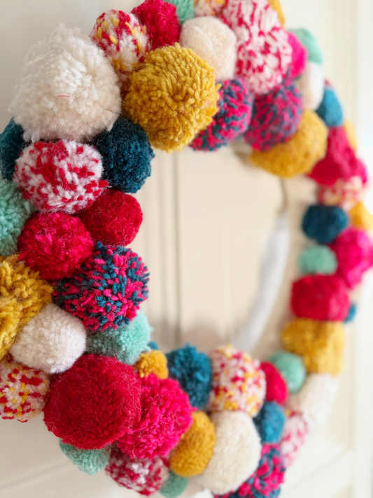 Pom Pom Christmas Wreath