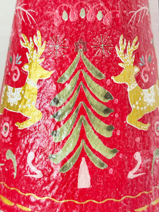 Large Red Yuletide Greetings Papier Mache Bell Hanger