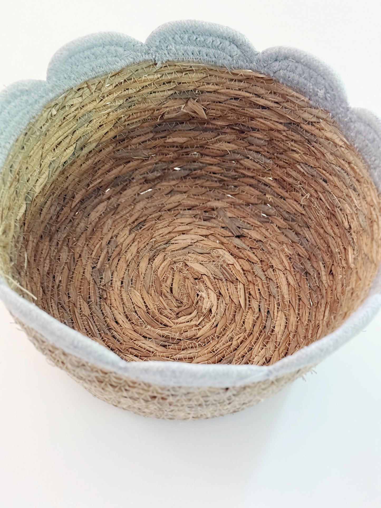 Woven Gray Scalloped Basket