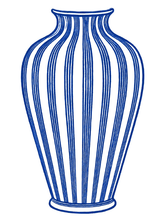 Printable Digital Download Blue and White Striped Vase