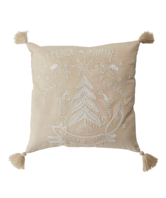 Peace On Earth Embroidered Pillow