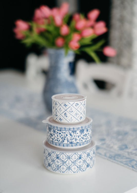 Blue and White Blooms Server Set