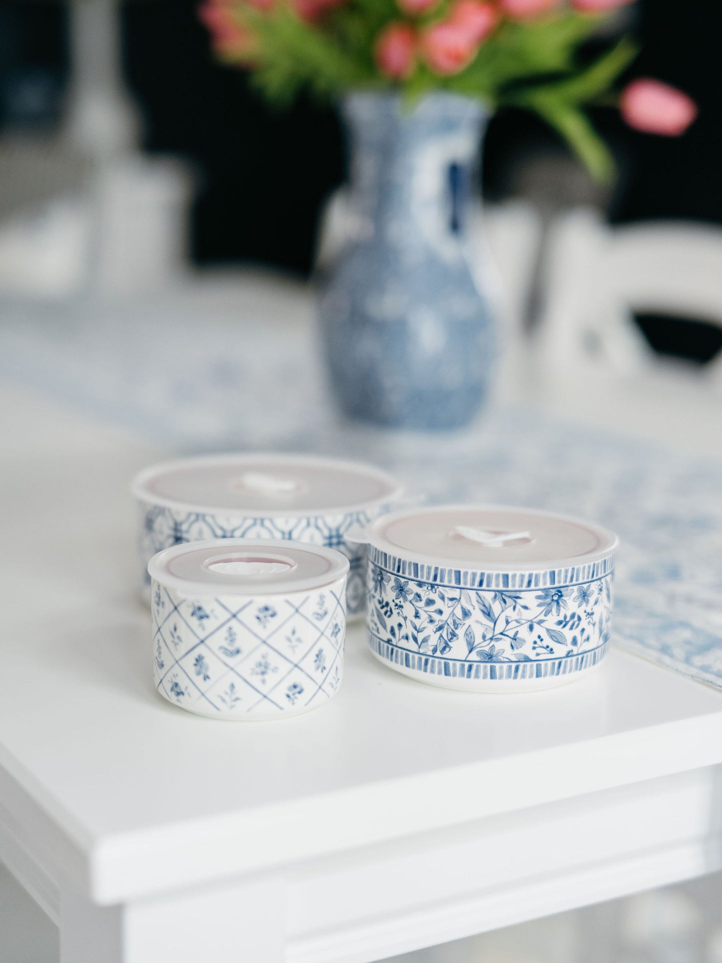 Blue and White Blooms Server Set