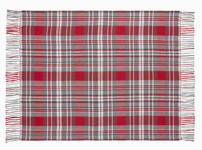 Gray and Red Plaid Throw