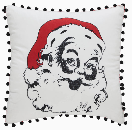 Vintage Santa Pillow With Gingham Check Back