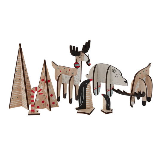 Wood Christmas Animals Set