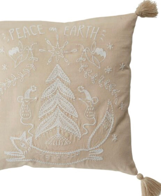 Peace On Earth Embroidered Pillow