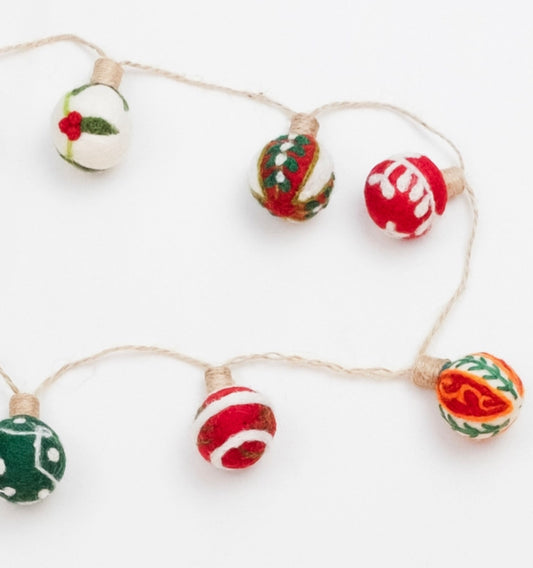 Embroidered Felt Christmas Ornament Garland