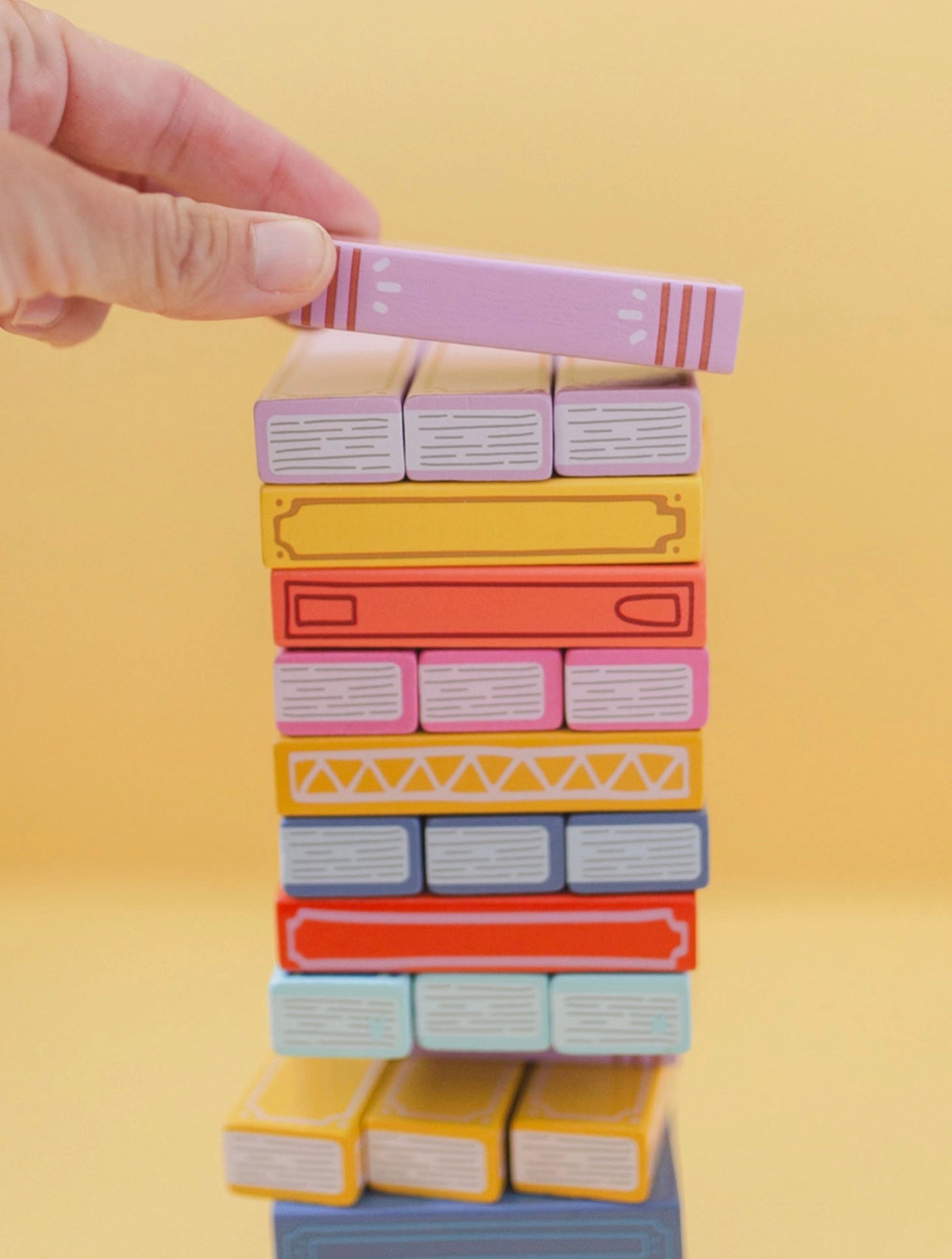 Tumbling Wood Book Stack Party Game