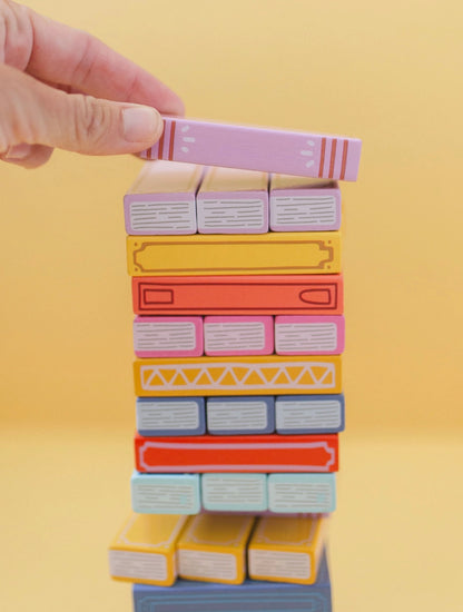 Tumbling Wood Book Stack Party Game