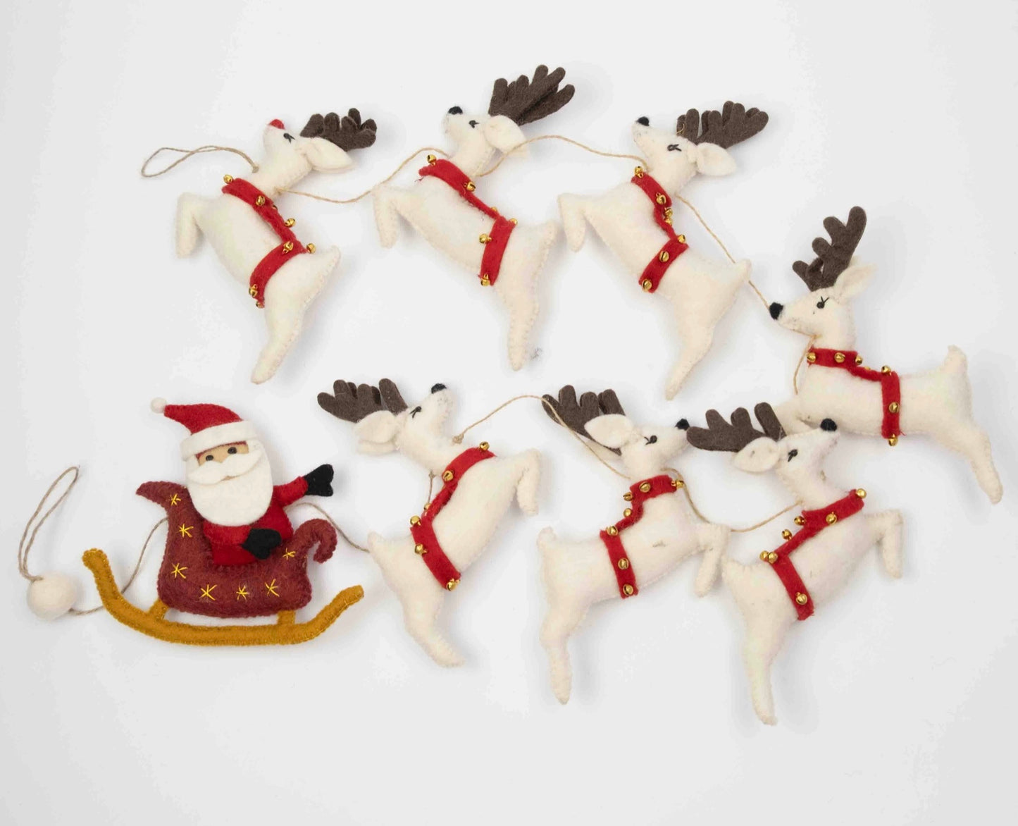 Santa and Reindeer Felted Garland