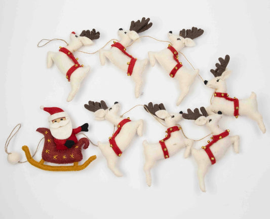 Santa and Reindeer Felted Garland