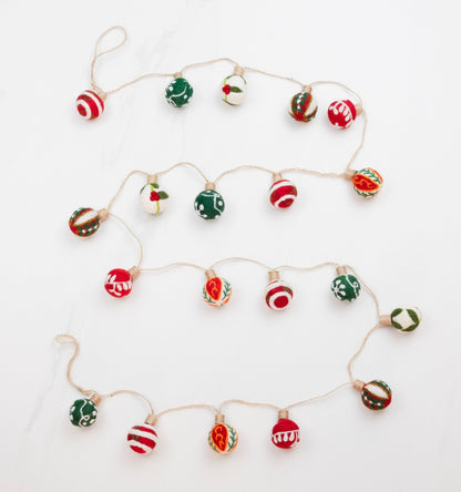 Embroidered Felt Christmas Ornament Garland