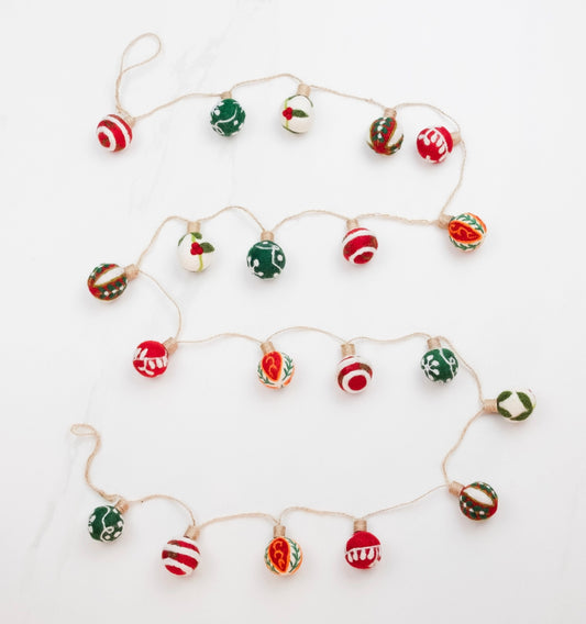 Embroidered Felt Christmas Ornament Garland