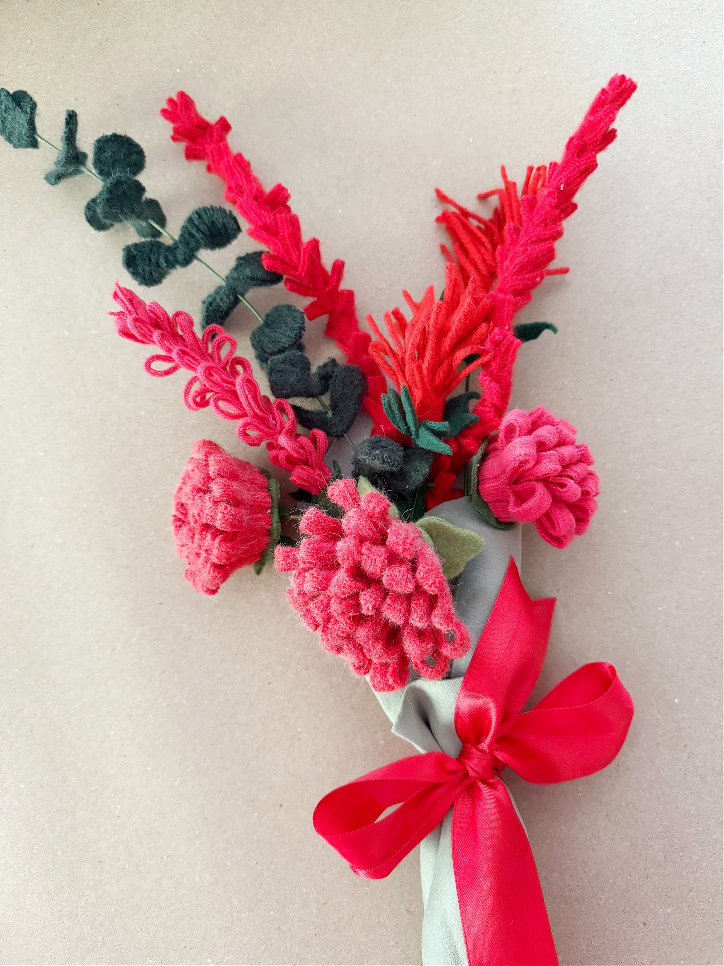 A Handmade Holiday Bouquet in Felt and Wool