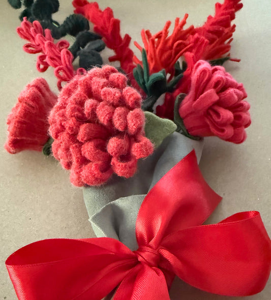 A Handmade Holiday Bouquet in Felt and Wool