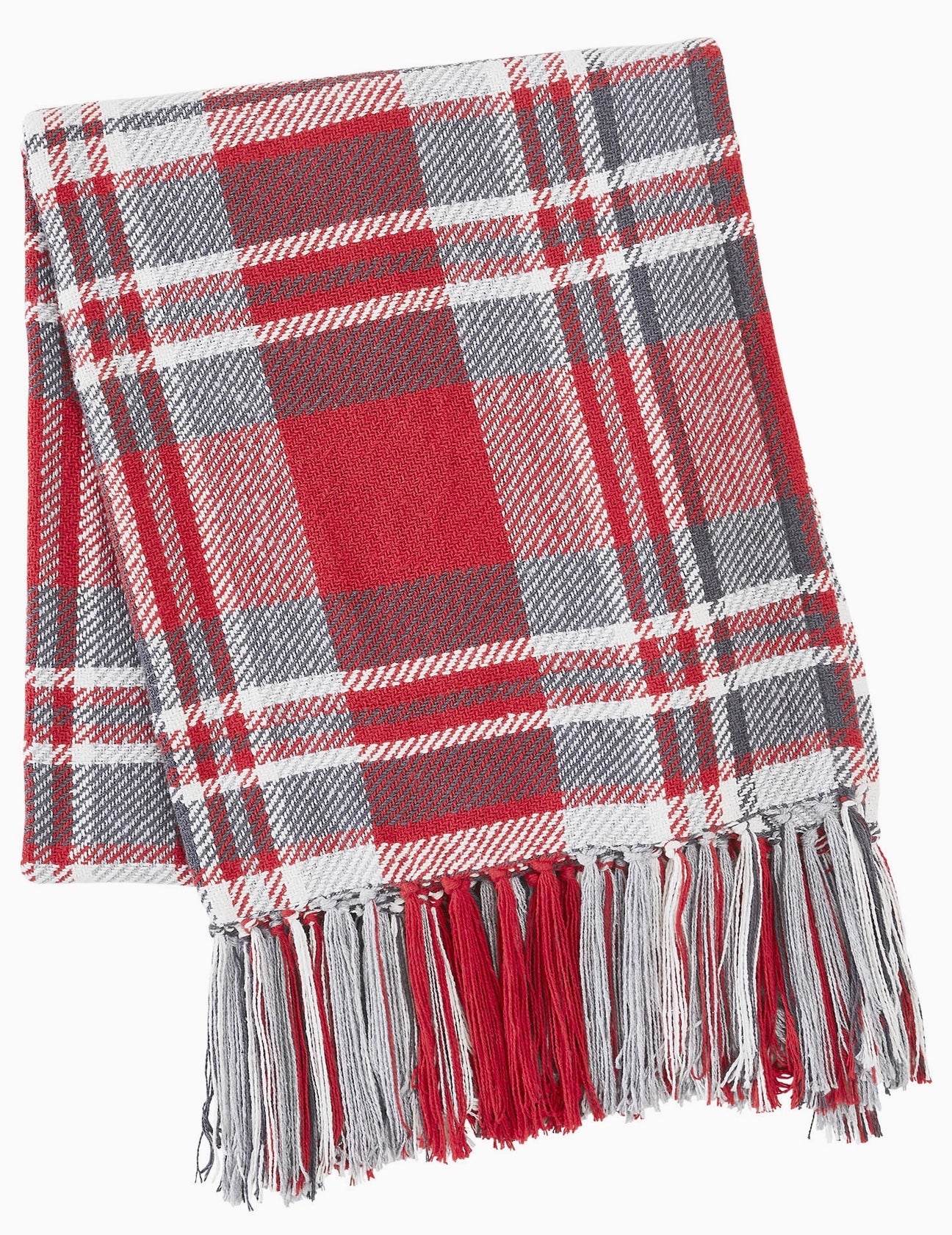 Gray and Red Plaid Throw