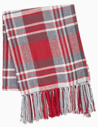 Gray and Red Plaid Throw