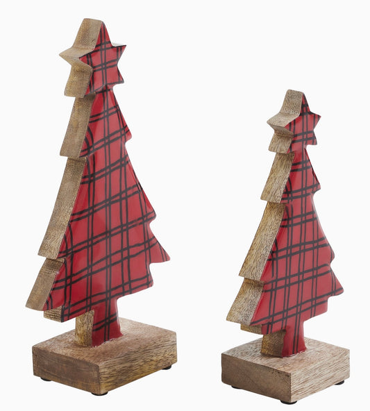 Red Plaid Christmas Tree Set