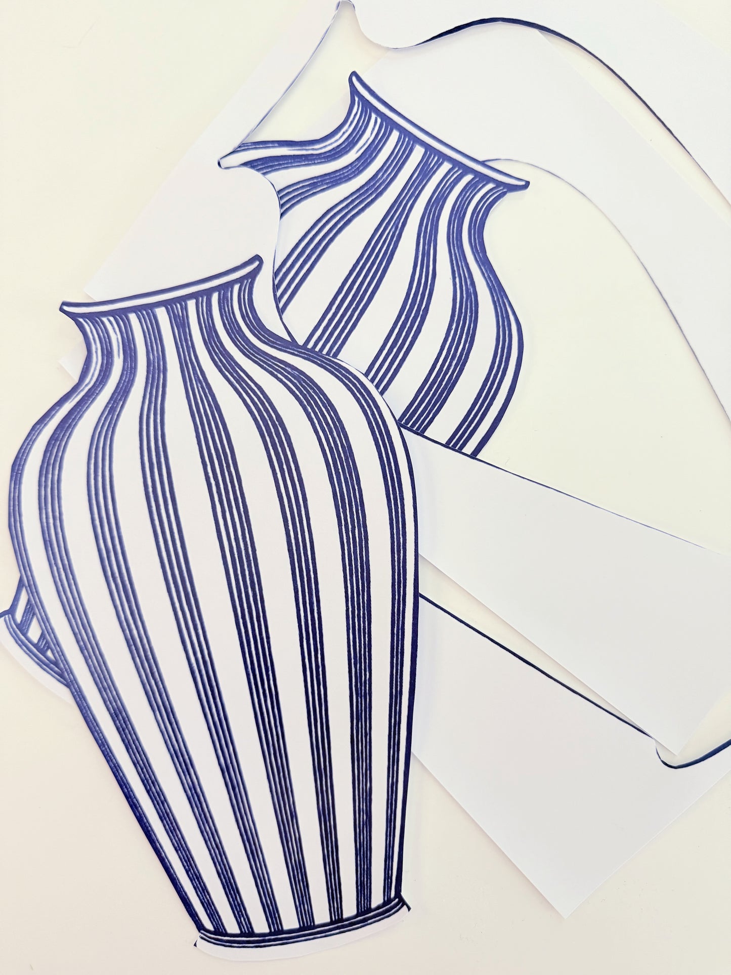 Printable Digital Download Blue and White Striped Vase