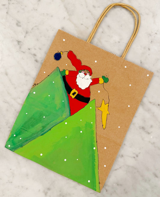 Hand-Painted Santa Star Gift Bag