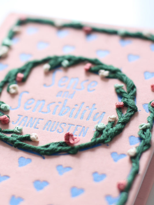 Hand Embroidered Book Sense and Sensibility
