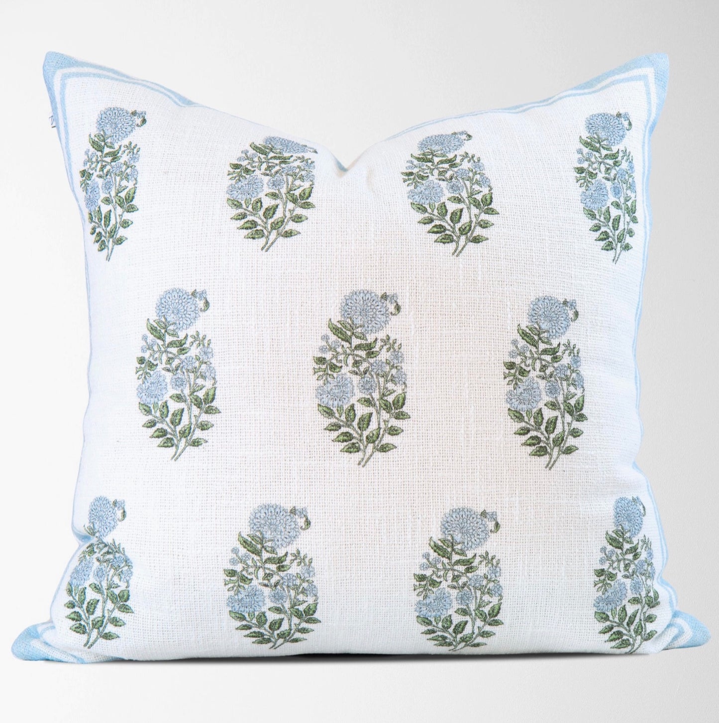 Block Print Floral Vintage Pillow Cover 22x22