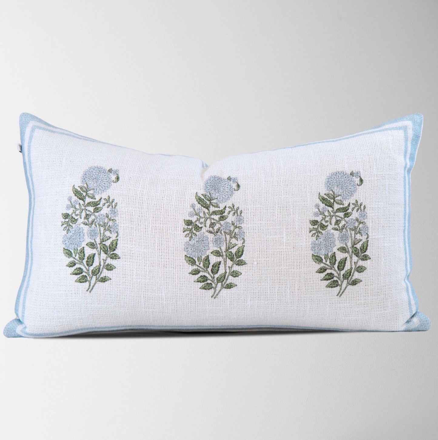 Block Print Floral Vintage Pillow Cover 14x24