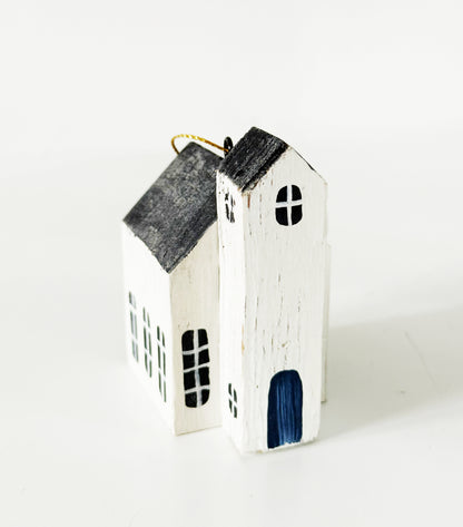 Set of Three Handmade House Ornaments