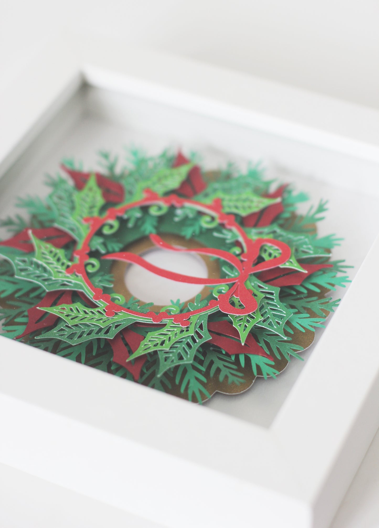 Yule Tide Joy Wreath Cut Paper Art