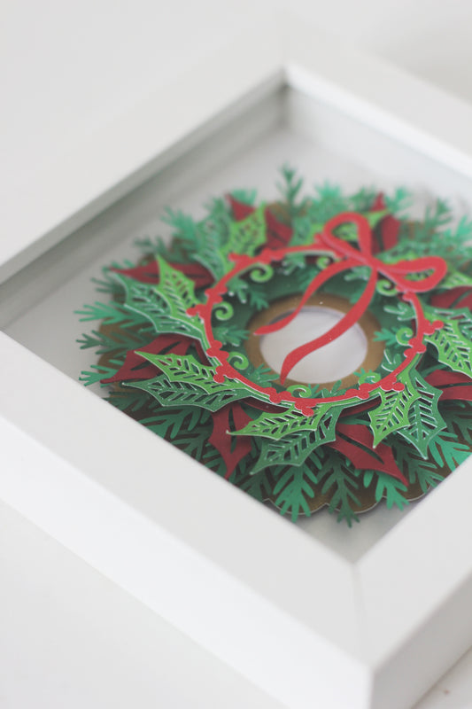 Yule Tide Joy Wreath Cut Paper Art