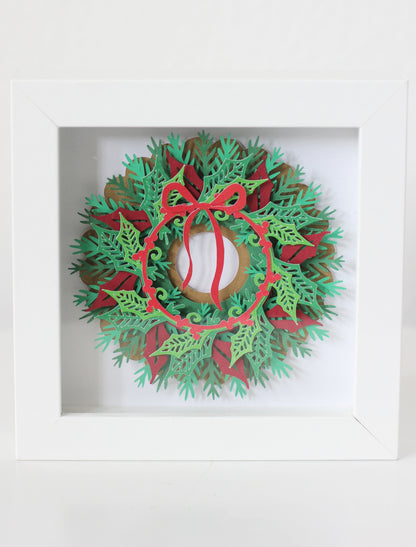 Yule Tide Joy Wreath Cut Paper Art