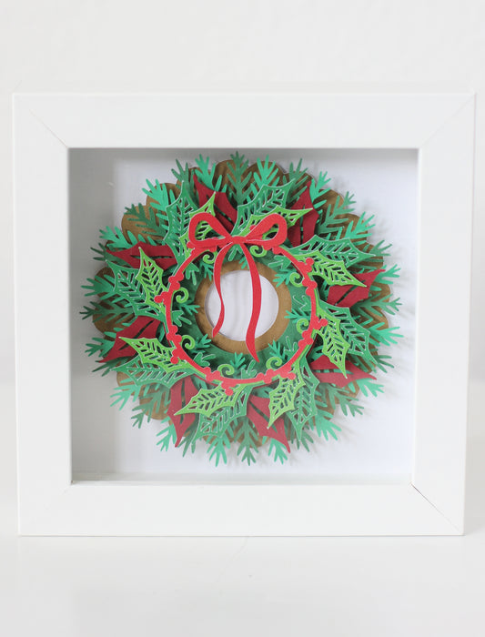 Yule Tide Joy Wreath Cut Paper Art