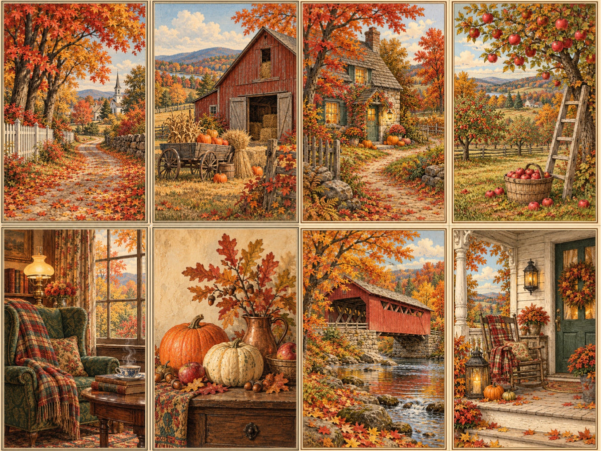 Vintage Fall Printables For Framed Ornaments