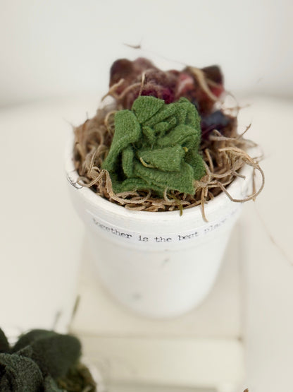 Felted Plant Pot With Felted Flowers