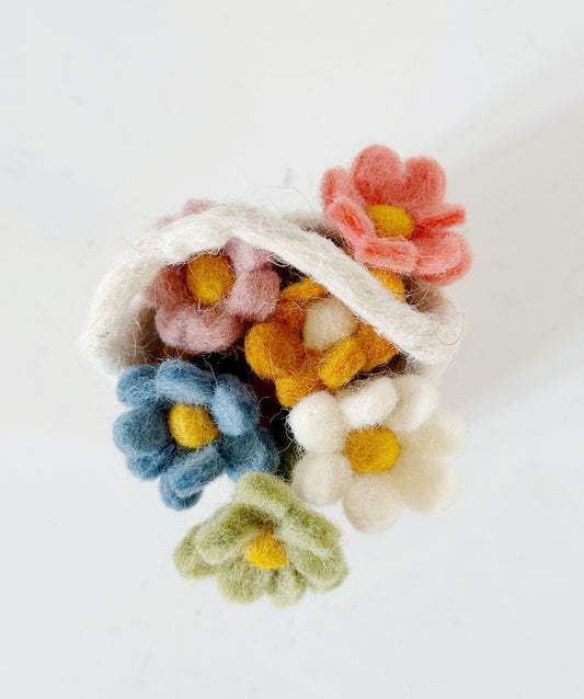 Minature Felted Flower Vase and Flowers