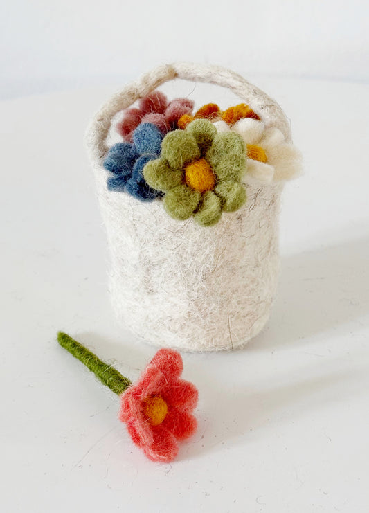 Minature Felted Flower Vase and Flowers