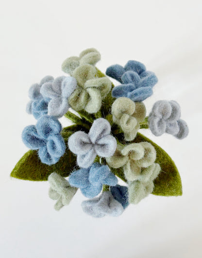 Felted Wool Blue Hydrangea